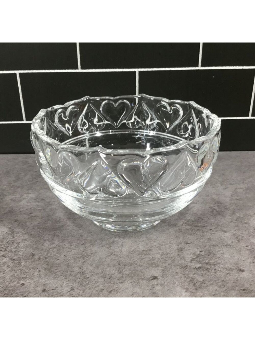 Tiffany & Co. Crystal Heart Bowl Console Candy Trinket Dish